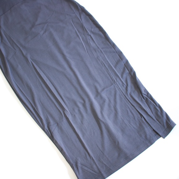 Charcoal Grey Bodycon Slit Midi Dress - Picture 7 of 8